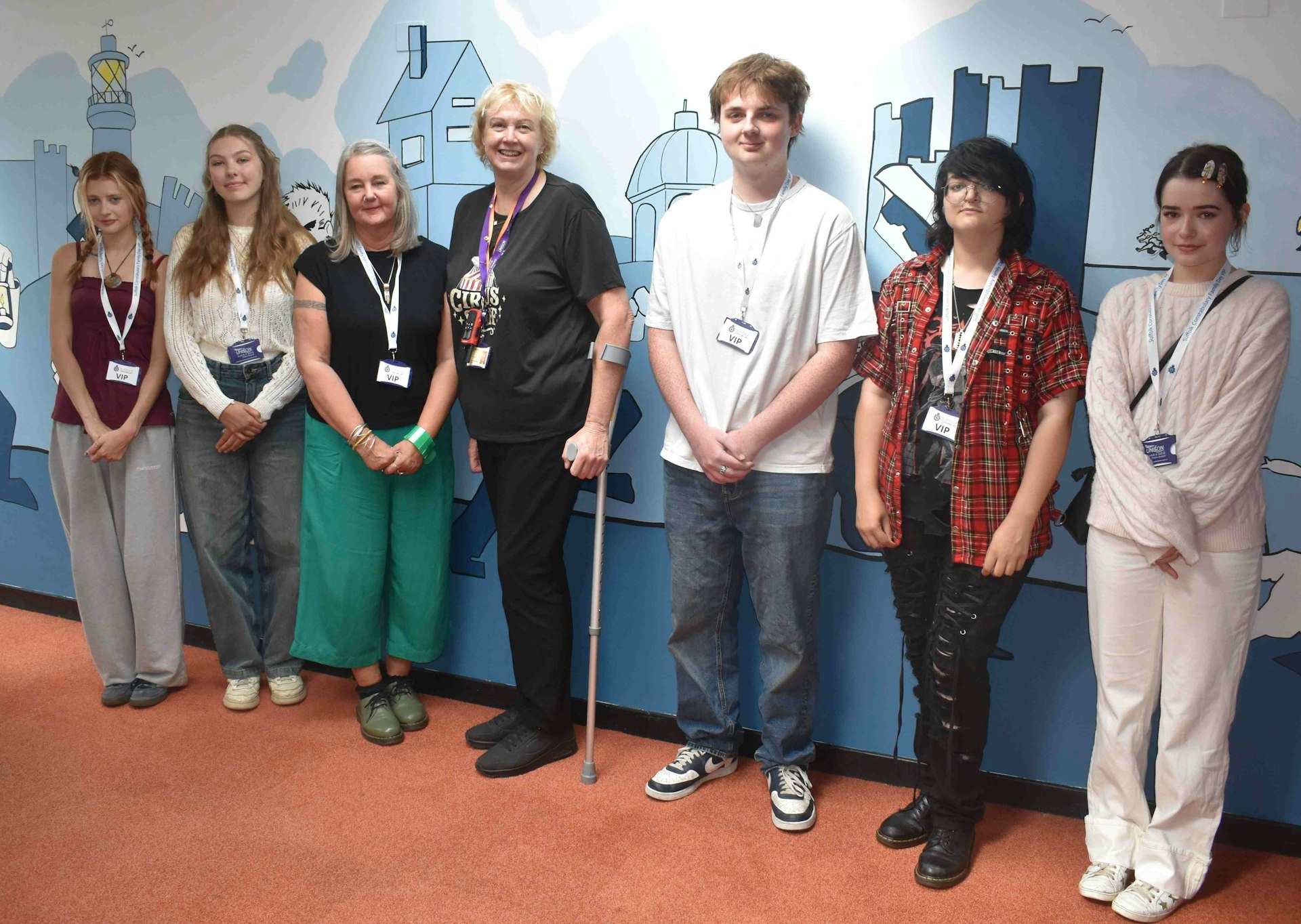 Students and staff from Suffolk New College with at the mural launch